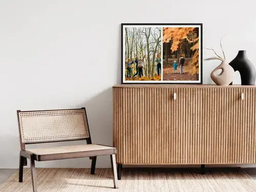 Herbstfotocollagen mit Landschaft und Familie