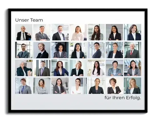 Fotocollage mit Fotos aller Mitarbeiter als Teambild