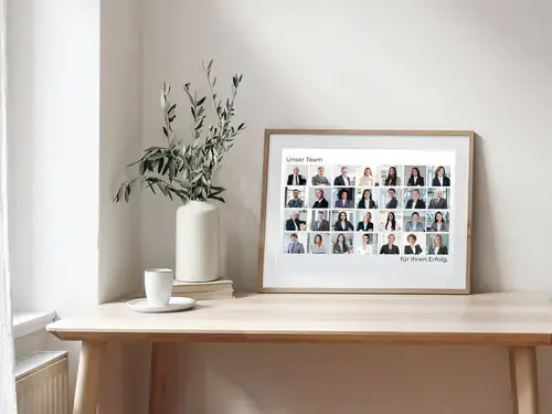 Team-Portrait Collage im Raster-Layout