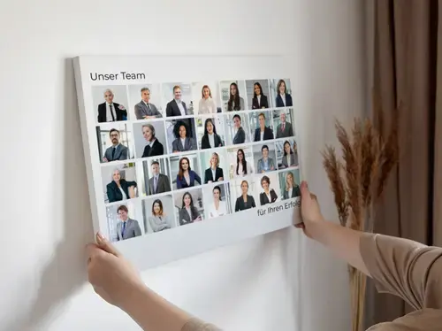 Team-Portrait Collage im Raster-Layout