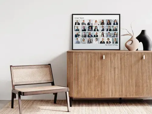 Team-Portrait Collage im Raster-Layout