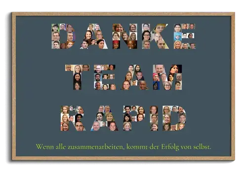 Fotocollage für Unternehmen Text und Zahlen mehrere Zeilen Teambilder