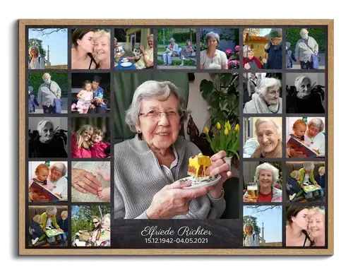 Fotocollage zum Gedenken bei Bestattung