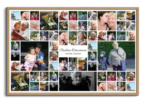 Collage mit vielen Fotos zum Andenken bei Tod