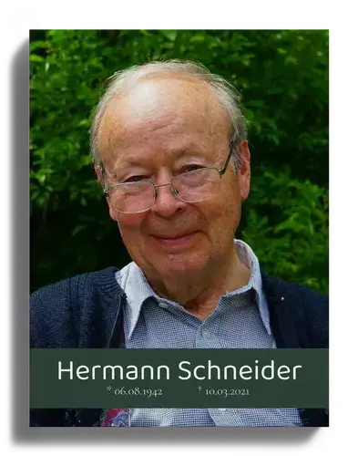 Sterbebild als Portait mit Namen und Geburtstag Todestag