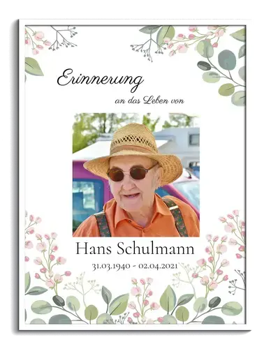 Trauerfoto (einzeln) mit Blumen – Posterdruck 30x40cm