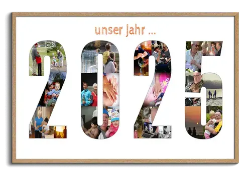 Jahreszahl als Fotocollage mit vielen Bildern und Erinnerungen