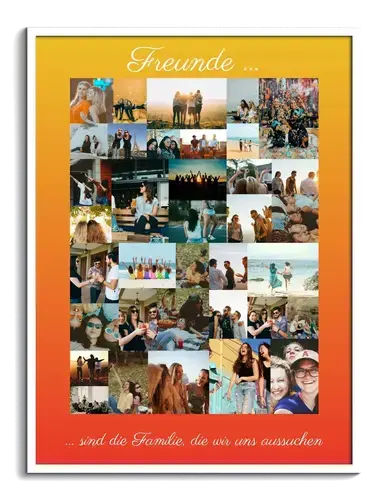 Fotocollage der Freunde als Erinnerung mit individuellen Texten