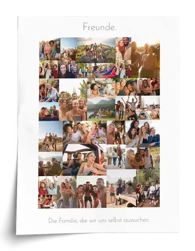 Fotocollage der Freunde als Erinnerung mit individuellen Texten