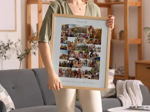 Wilde Fotocollage „Freunde“ mit Text im Hochformat
