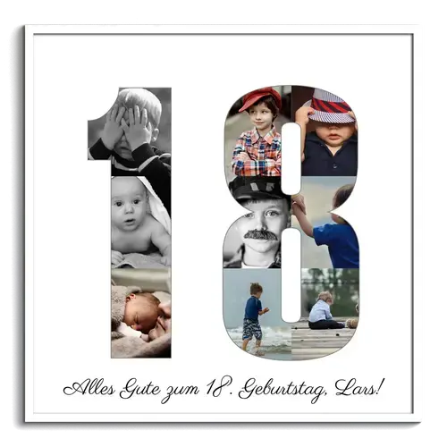 Fotocollage Zahl "18" erstellen: Persönliche Fotocollage aus deinen Bildern als Geschenk