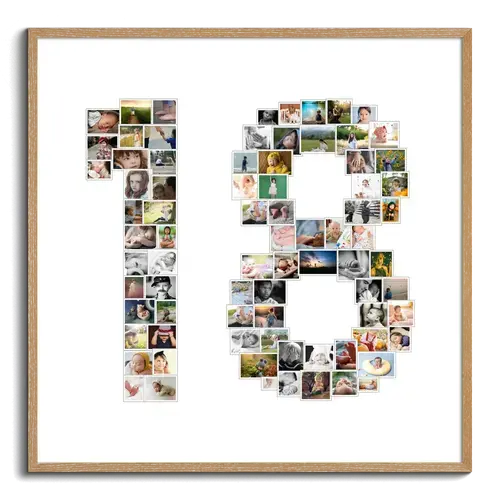 Fotocollage Zahl "18" erstellen: Persönliche Fotocollage aus deinen Bildern als Geschenk