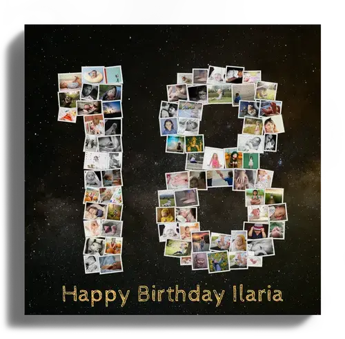 Fotocollage Zahl "18" erstellen: Persönliche Fotocollage aus deinen Bildern als Geschenk