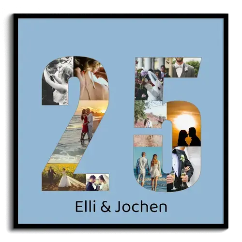 Fotocollage "25" erstellen. Geschenk für Silberhochzeit, Firmenjubiläum