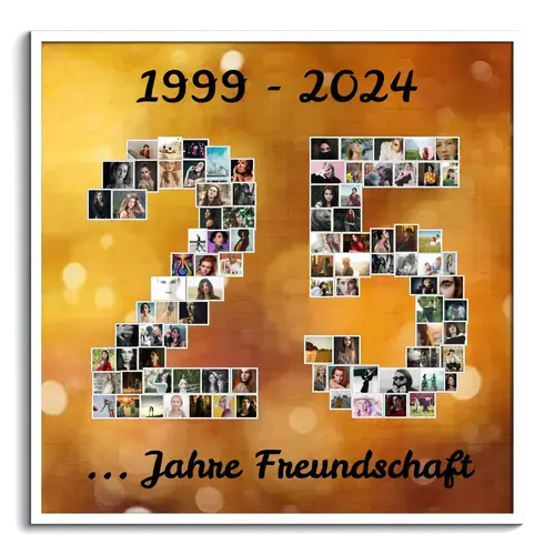 Fotocollage "25" erstellen. Geschenk für Silberhochzeit, Firmenjubiläum