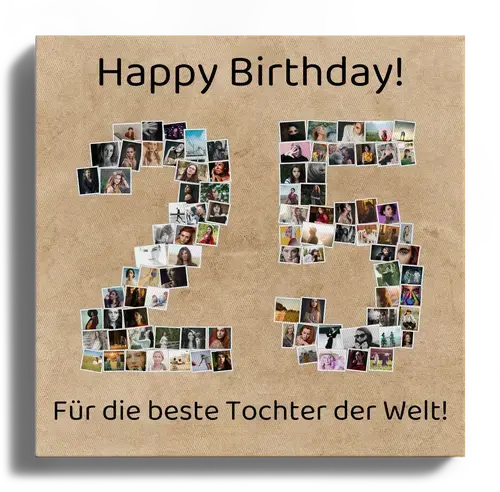 Fotocollage "25" erstellen. Geschenk für Silberhochzeit, Firmenjubiläum