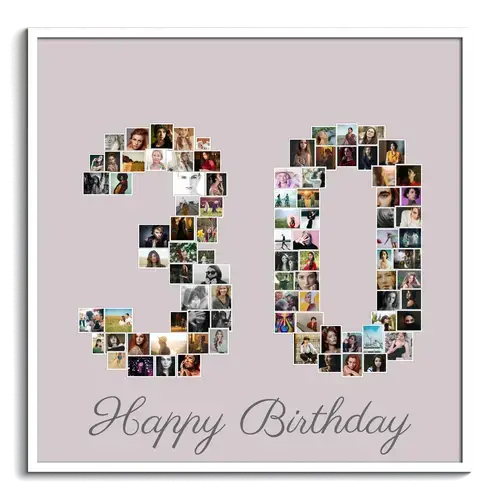 Fotocollage Zahl "30" erstellen. Geburstagsgeschenk, individuell mit 1-100 Bildern Fotocollage Zahl "30" erstellen. Geburstagsgeschenk, individuell mit 1-100 Bildern