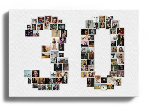 Fotocollage Zahl "30" erstellen. Geburstagsgeschenk, individuell mit 1-100 Bildern Fotocollage Zahl "30" erstellen. Geburstagsgeschenk, individuell mit 1-100 Bildern