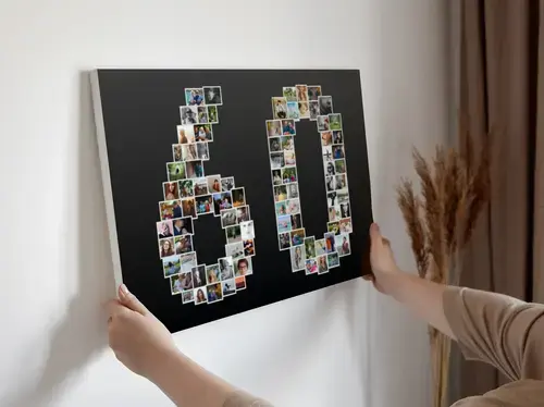 Fotocollage Zahl 60 - Verschenken und Feiern