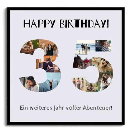 Gestalte deine persönliche Fotocollage Zahl 35 – Happy Birthday Geschenk!
