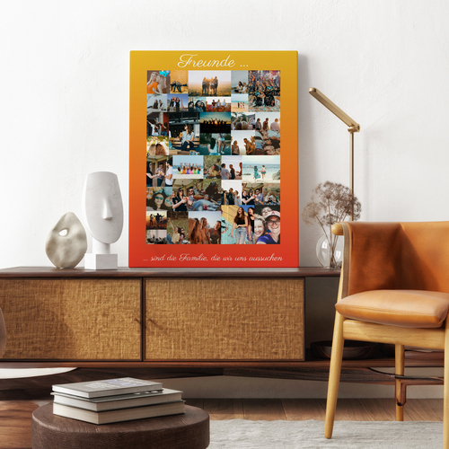Fotocollage „Freunde“ mit individueller Botschaft – Hochformat 30x40cm