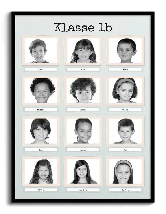 Fotos aller Schüler einer Klasse mit Namen beschriftet als Collage ganz einfach erstellt