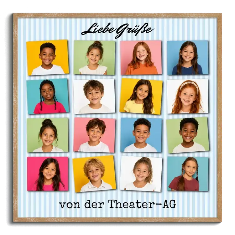 Gruppenbild mit Kinderfotos als Fotocollage erstellen Abschiedsgeschenk Lehrer