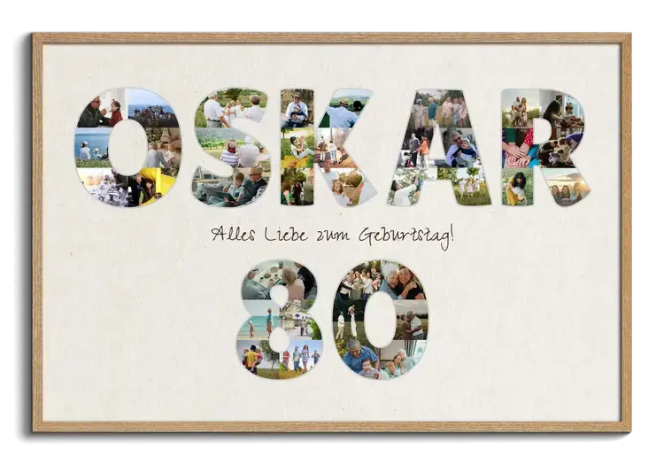 Fotocollage mit persoenlicher Botschaft zum Geburtstag