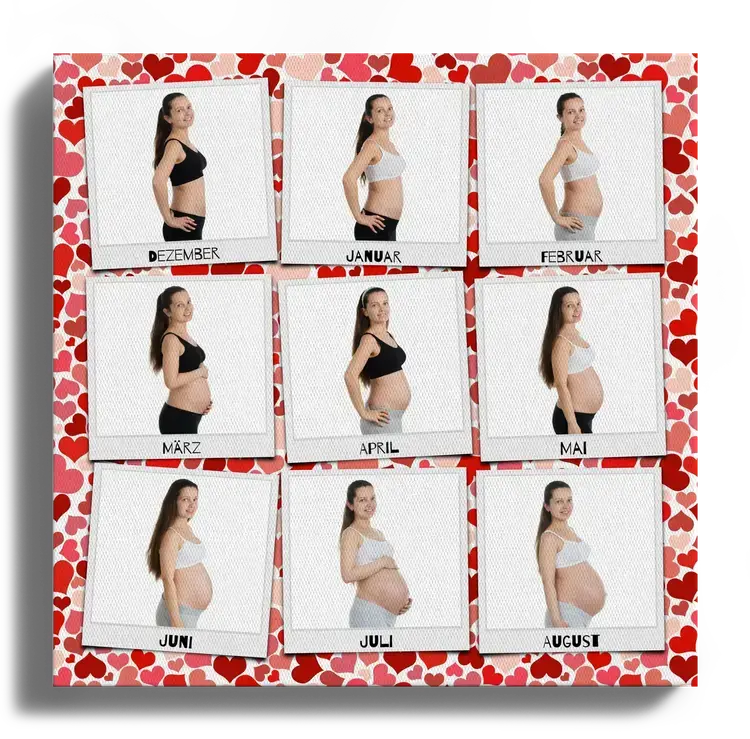 Babybauch als Fotocollage jeden Monat ein Foto
