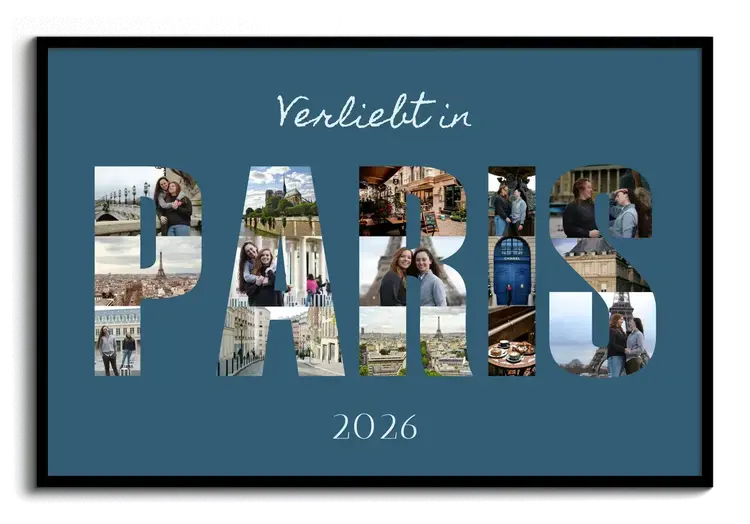 Urlaubsbilder als Fotocollage auf Poster oder Leinwand mit Text