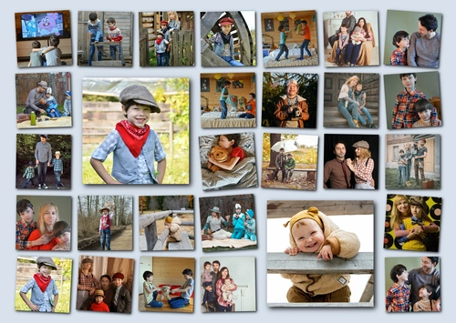 Collage mit hervorgehobenen Fotos aus dem Familienalbum