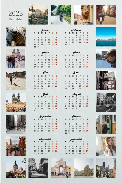 Grosser Kalender 2023 mit eigenen Fotos drum herum
