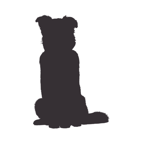 Hundesilhouette Australian Shepherd sitzend
